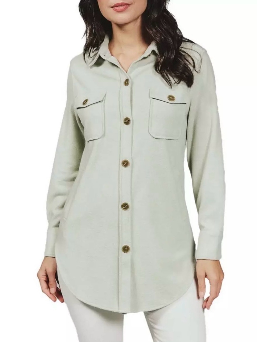 7 Diamonds Generation Shacket Women's S Heather Gray Soft Knit Shirt Jacket